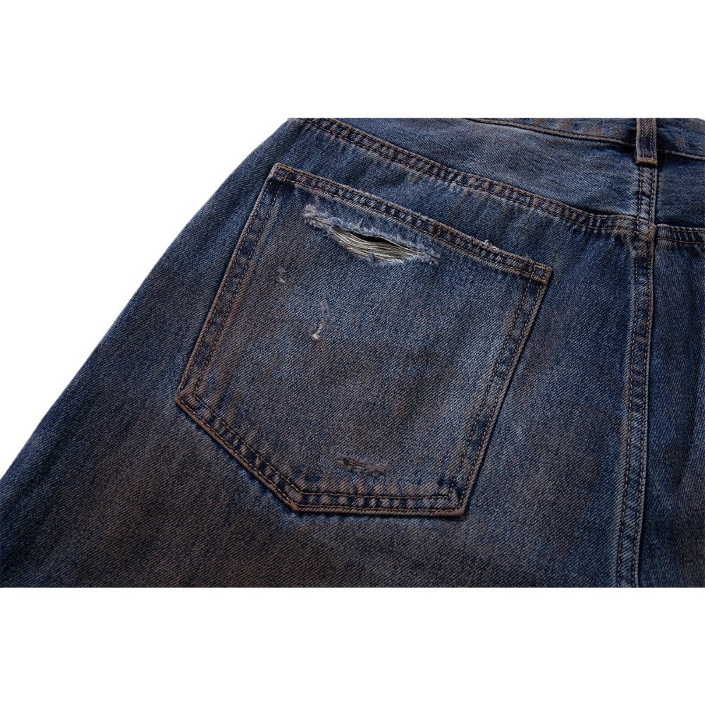 Vintage Wash Destroyed Frayed Edges Jeans - Thrashink