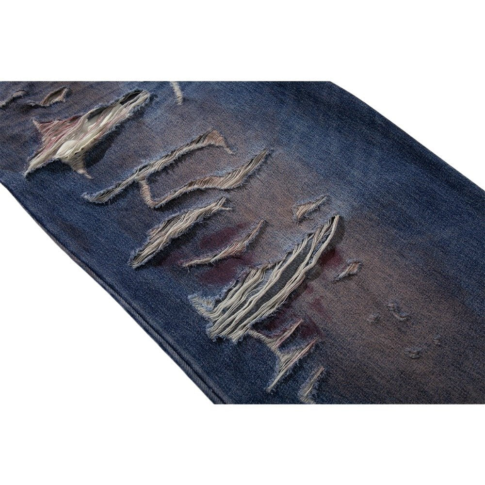 Vintage Wash Destroyed Frayed Edges Jeans - Thrashink