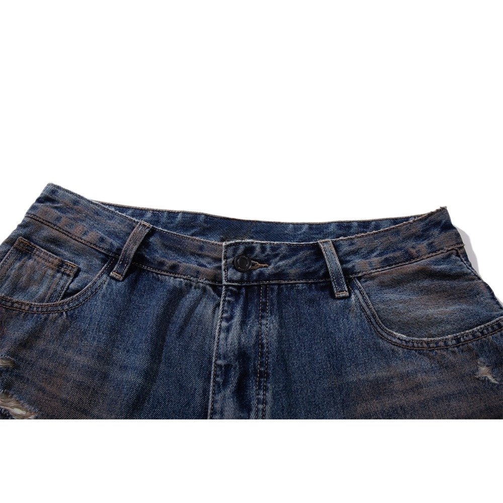 Vintage Wash Destroyed Frayed Edges Jeans - Thrashink