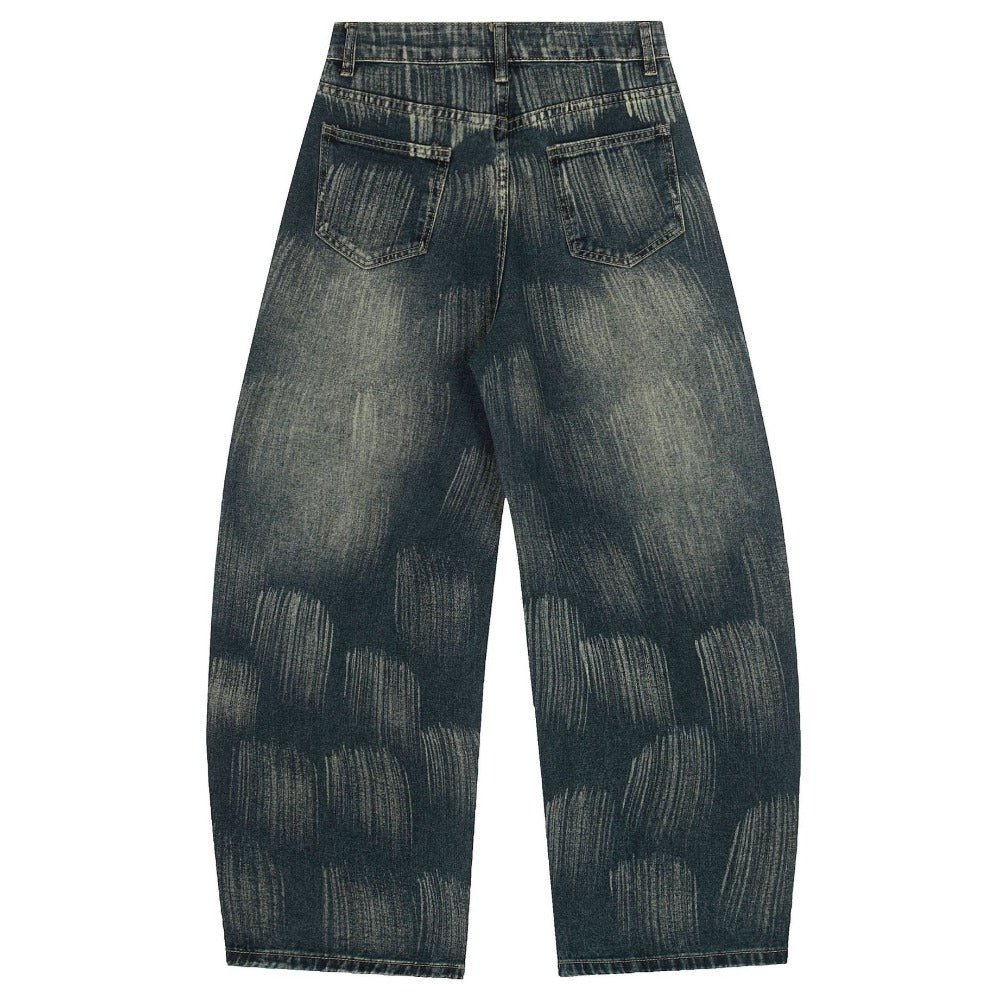 Vintage Wash Graffiti Letter Baggy Jeans - Thrashink