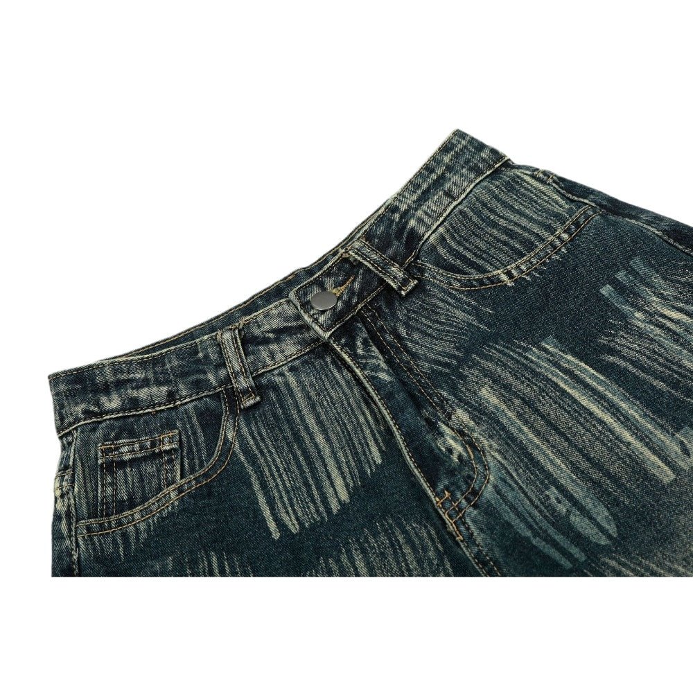 Vintage Wash Graffiti Letter Baggy Jeans - Thrashink