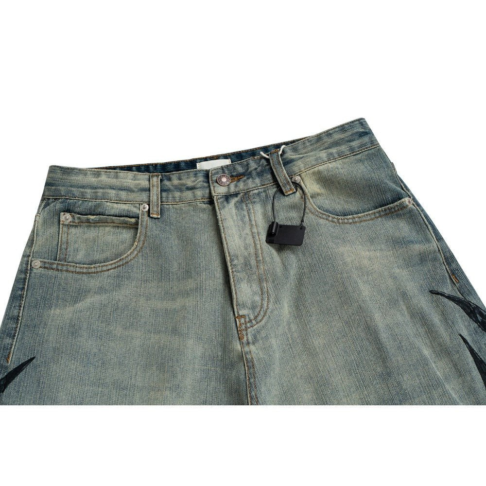 Vintage Washed Art Print Baggy Jeans - Thrashink