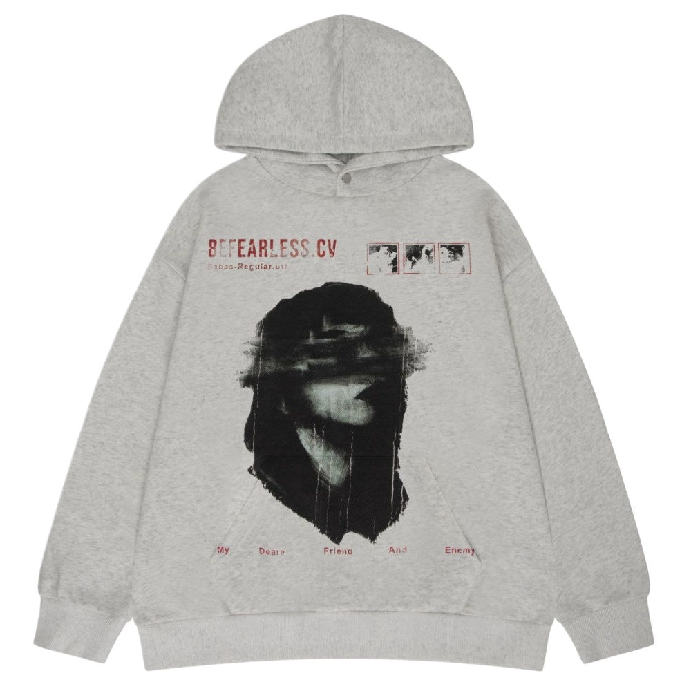 Vintage Washed Conley Print Portrait Hoodie - Thrashink
