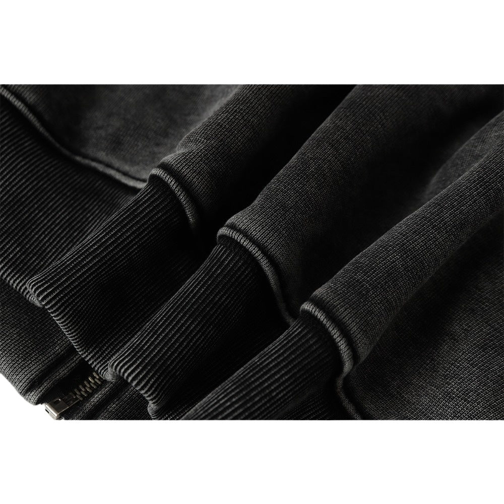 Vintage Washed Denim Zip - Up Hoodie - Thrashink