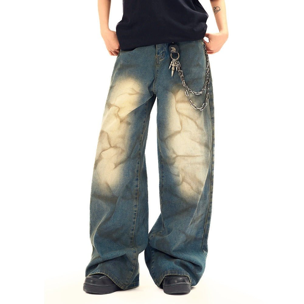 Vintage Washed Faded Wide Leg Jeans - Thrashink