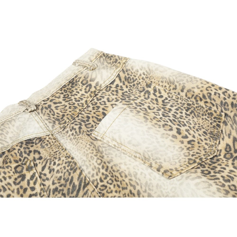 Vintage Washed Leopard Print Casual Pants - Thrashink