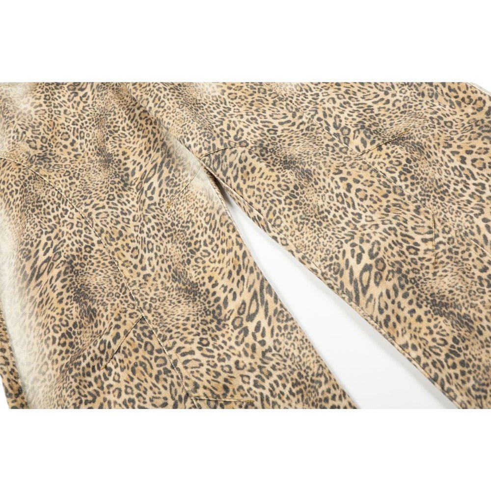Vintage Washed Leopard Print Casual Pants - Thrashink