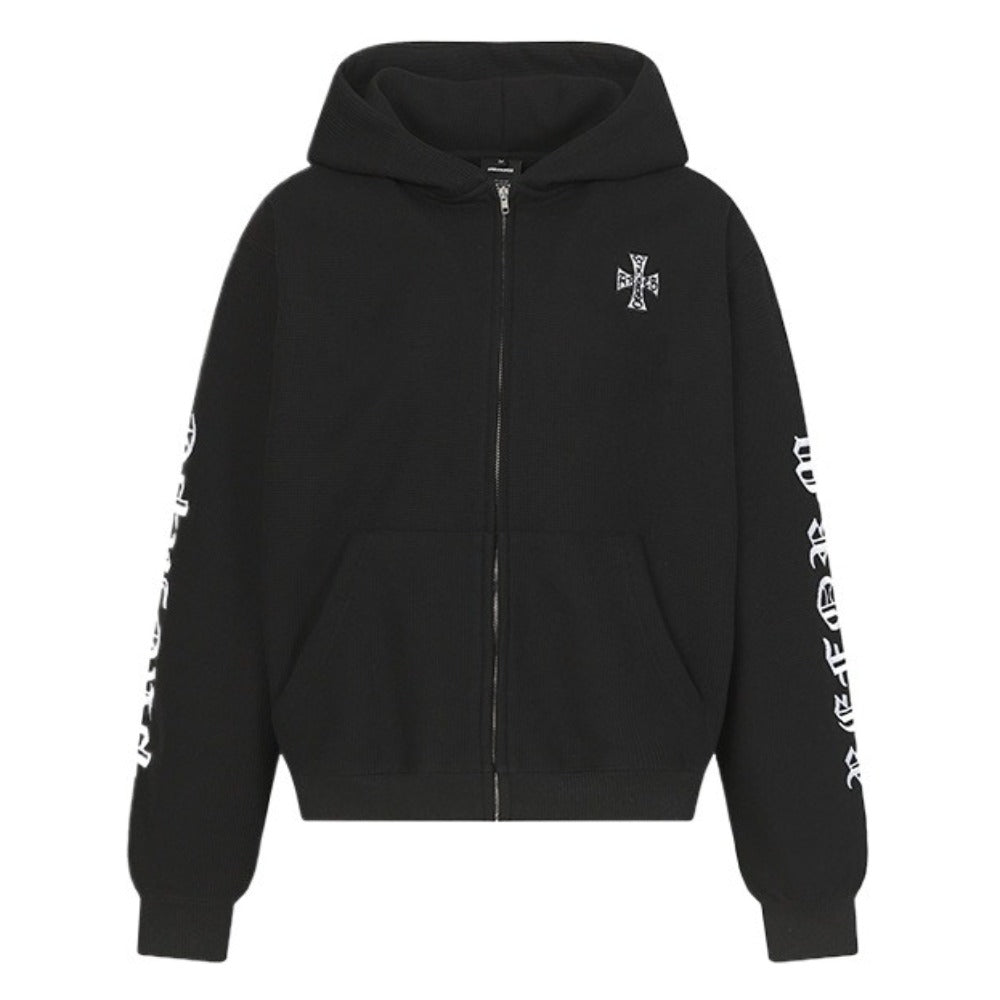 Waffle Hooded Pullover Hoodie - Thrashink