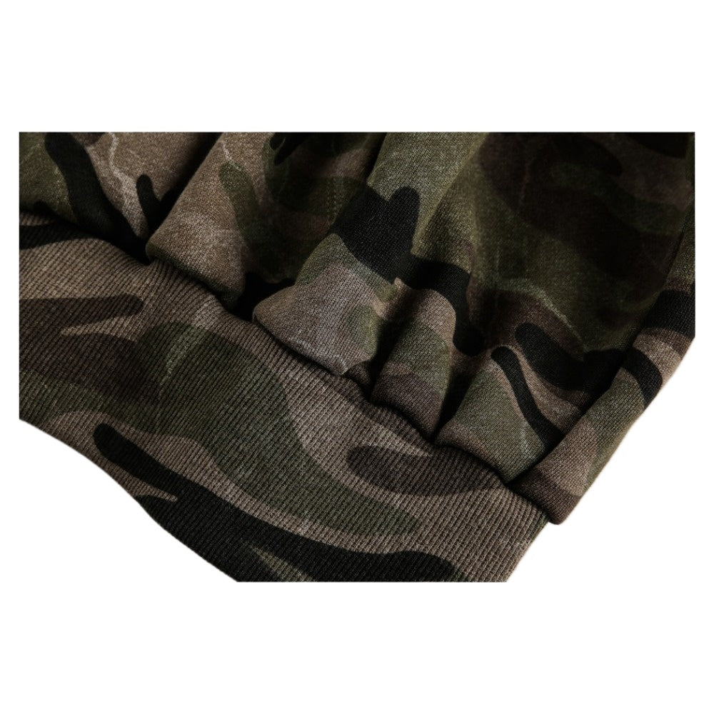 Wash Distressed Camouflage Hoodie - Thrashink