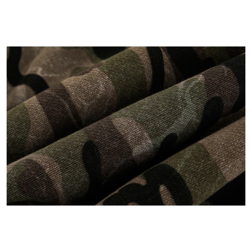 Wash Distressed Camouflage Hoodie - Thrashink