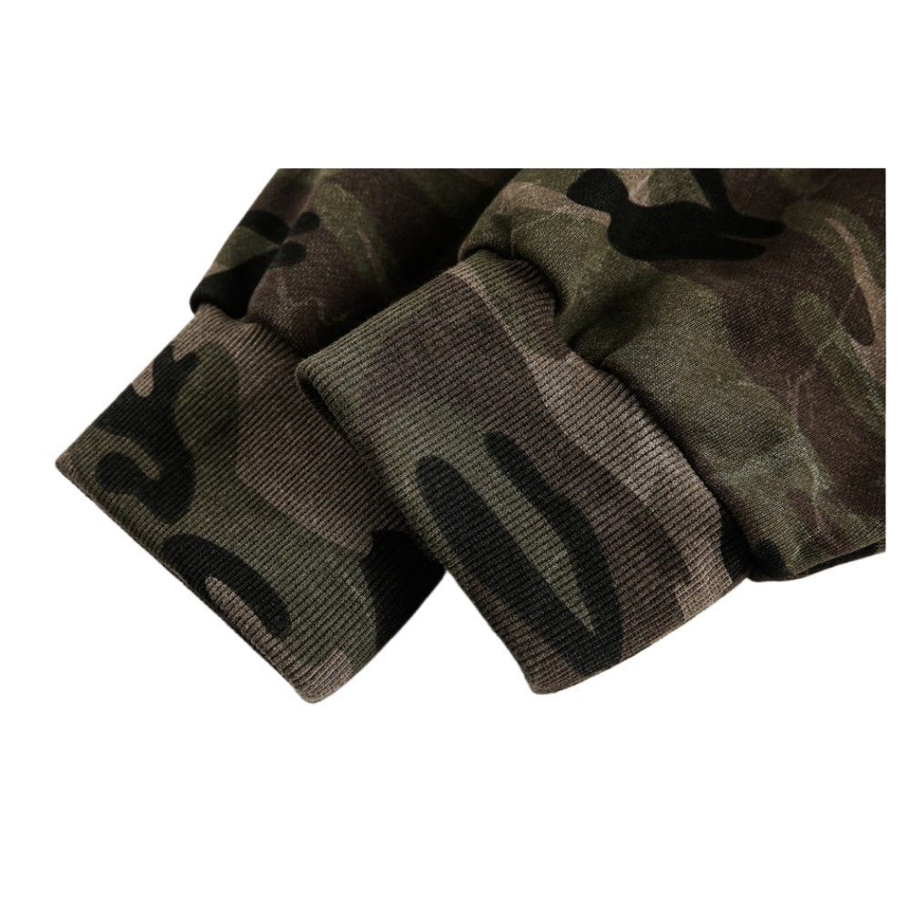 Wash Distressed Camouflage Hoodie - Thrashink