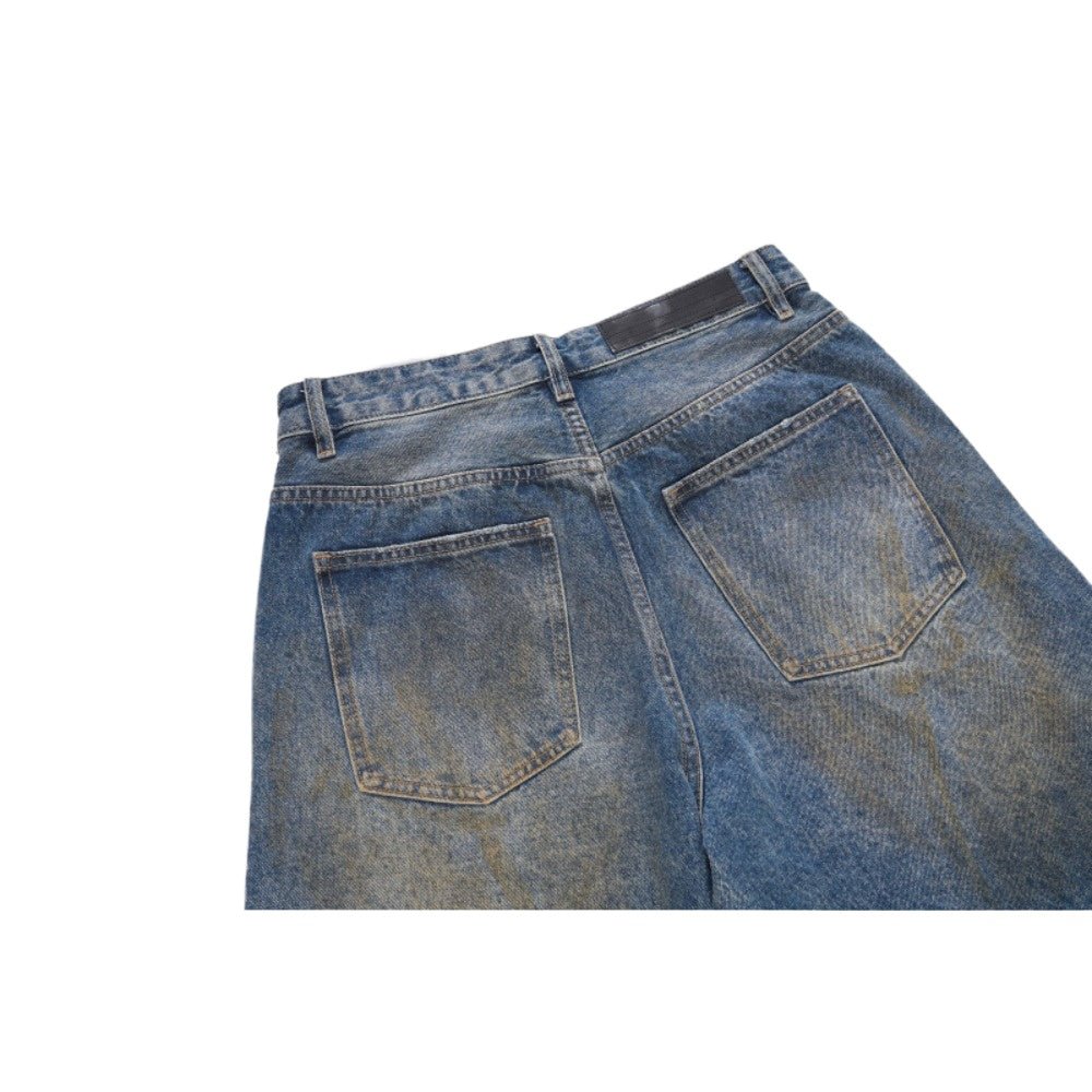 Washed Distressed Beaded Cross Jeans - Thrashink