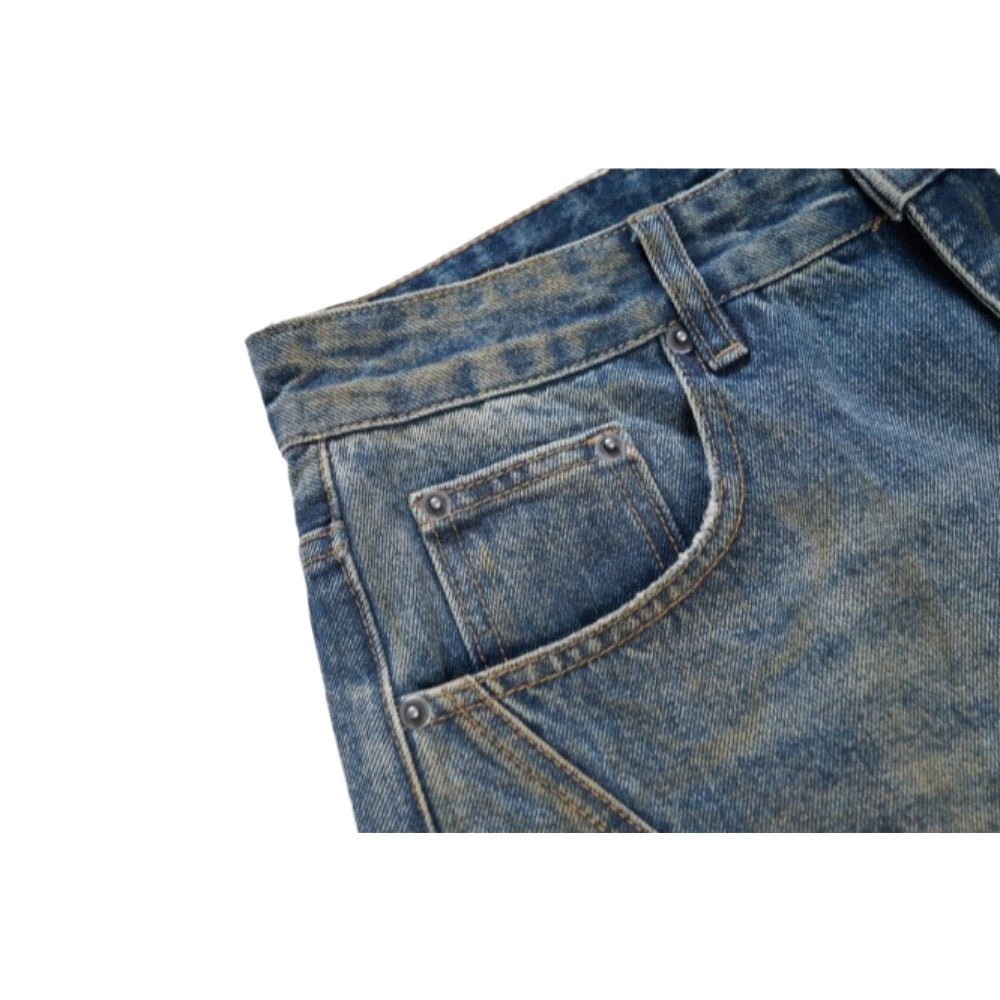 Washed Distressed Beaded Cross Jeans - Thrashink