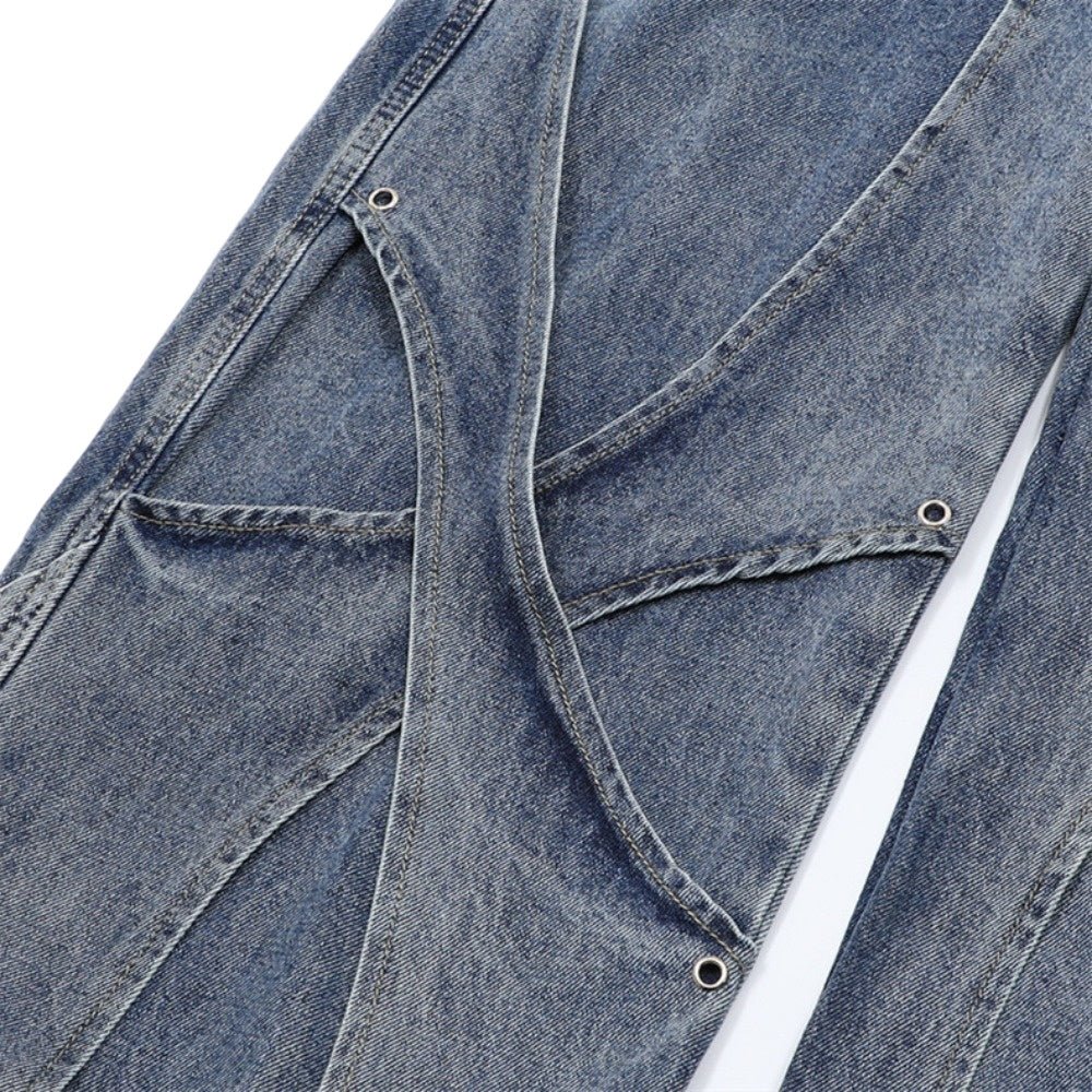 Washed Distressed Deconstructed Work Jeans - Thrashink