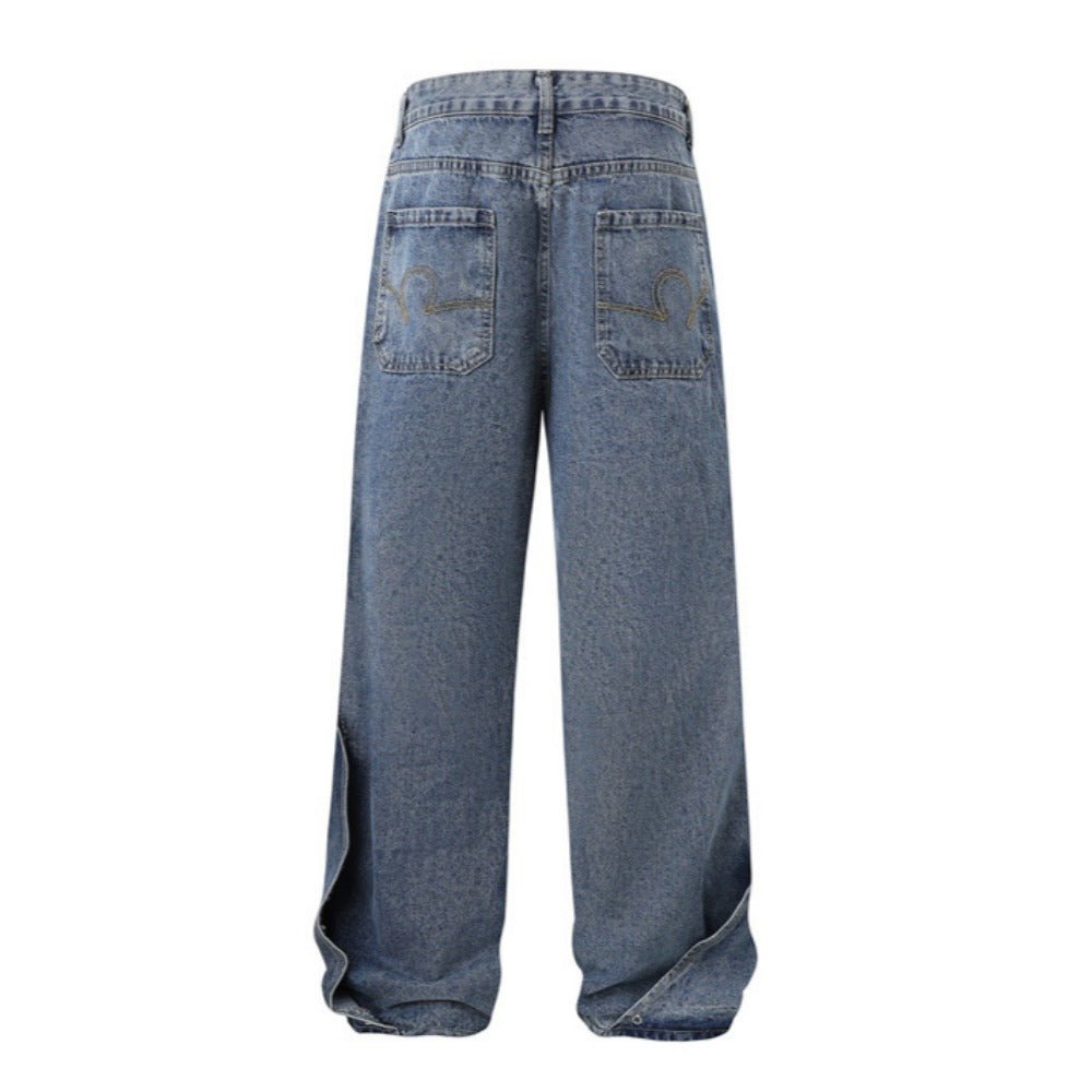 Washed Distressed Deconstructed Work Jeans - Thrashink