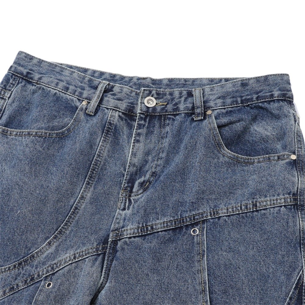 Washed Distressed Deconstructed Work Jeans - Thrashink