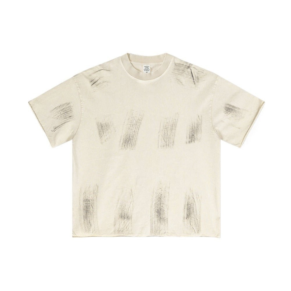 Washed Distressed Short Sleeve Shirt - Thrashink