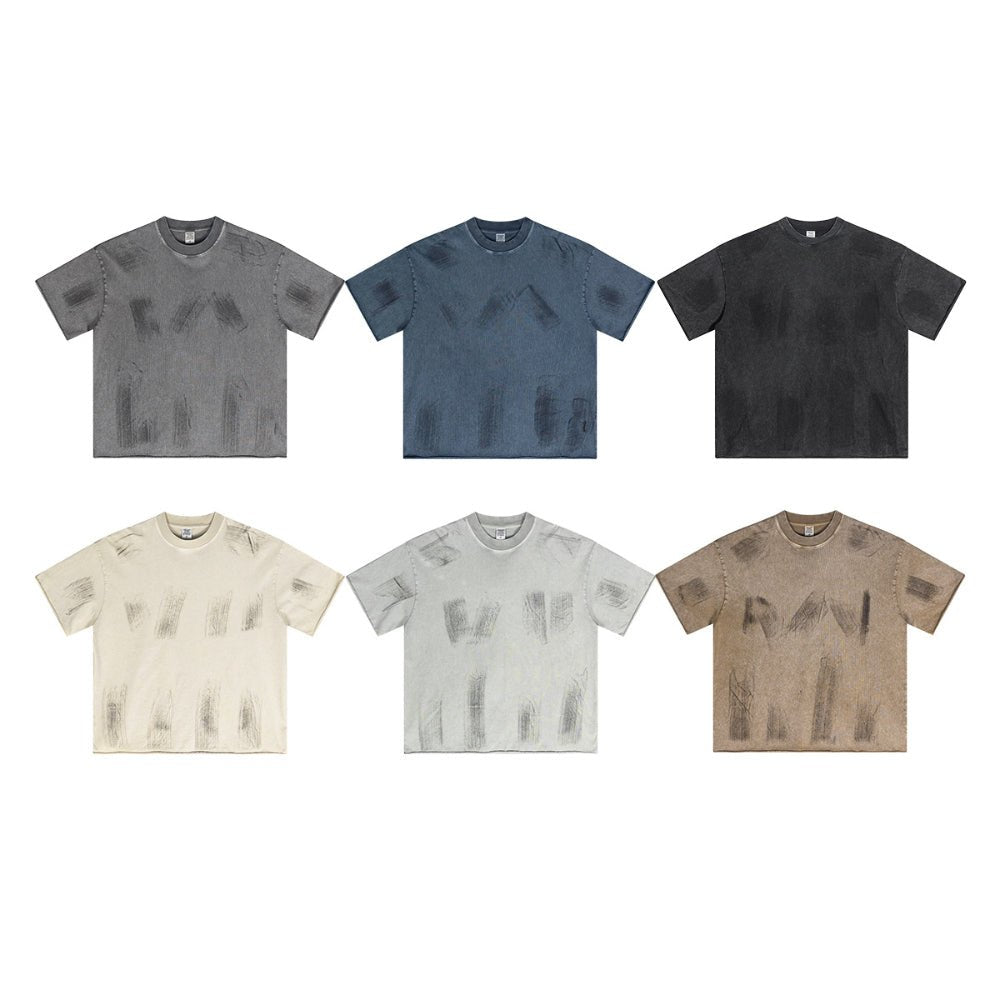 Washed Distressed Short Sleeve Shirt - Thrashink
