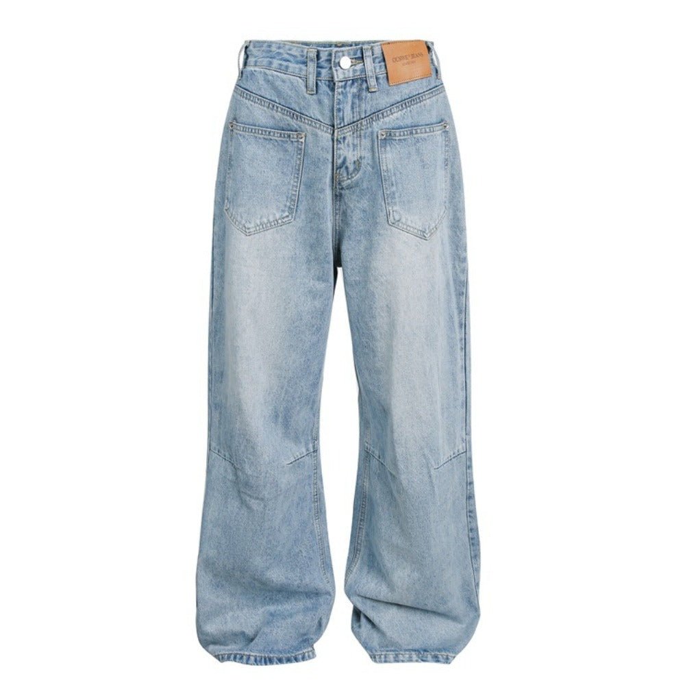 Washed Patch - Pocket Paneled Jeans - Thrashink