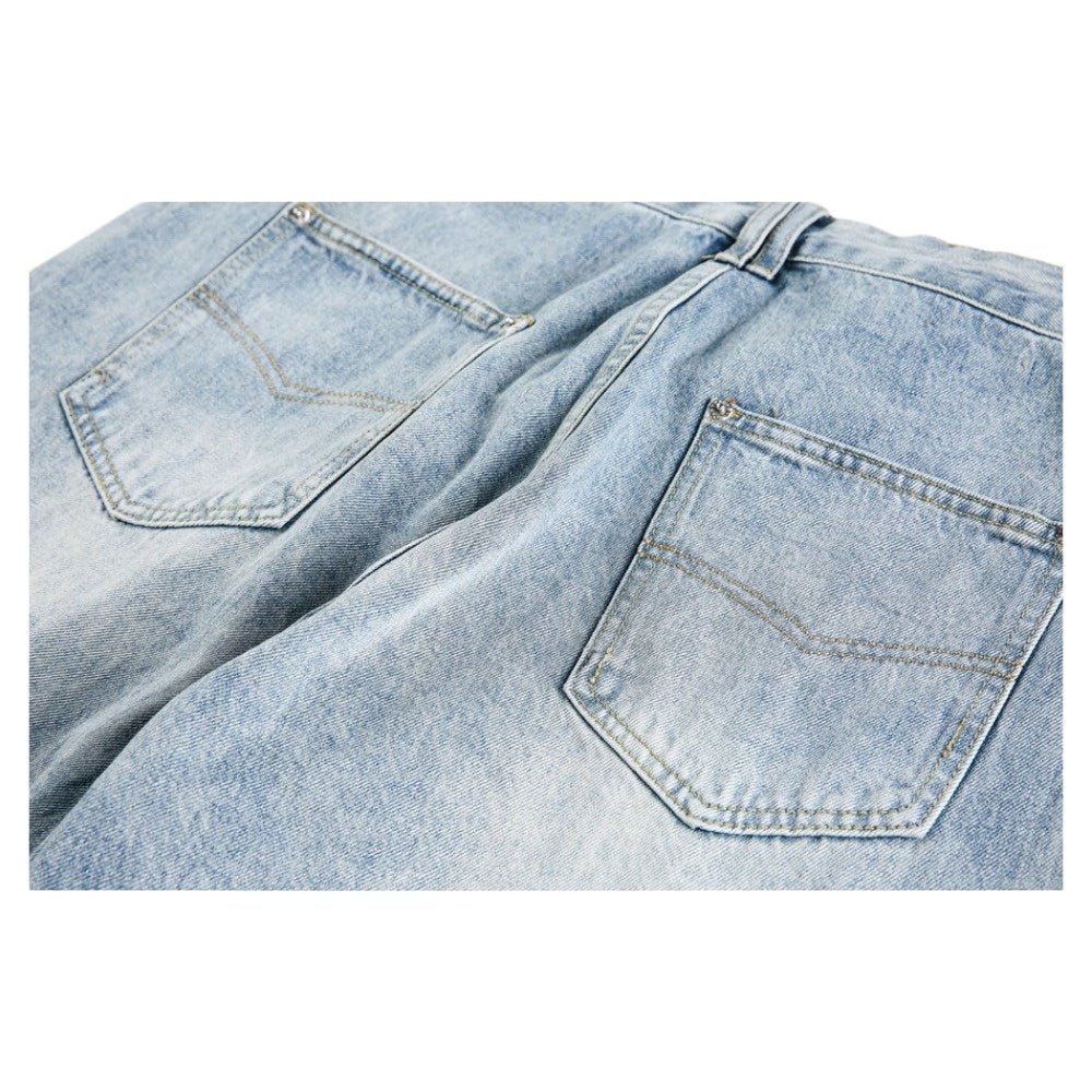 Washed Patch - Pocket Paneled Jeans - Thrashink