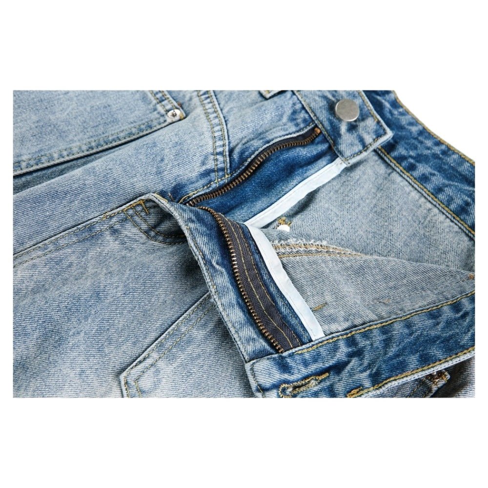 Washed Patch - Pocket Paneled Jeans - Thrashink
