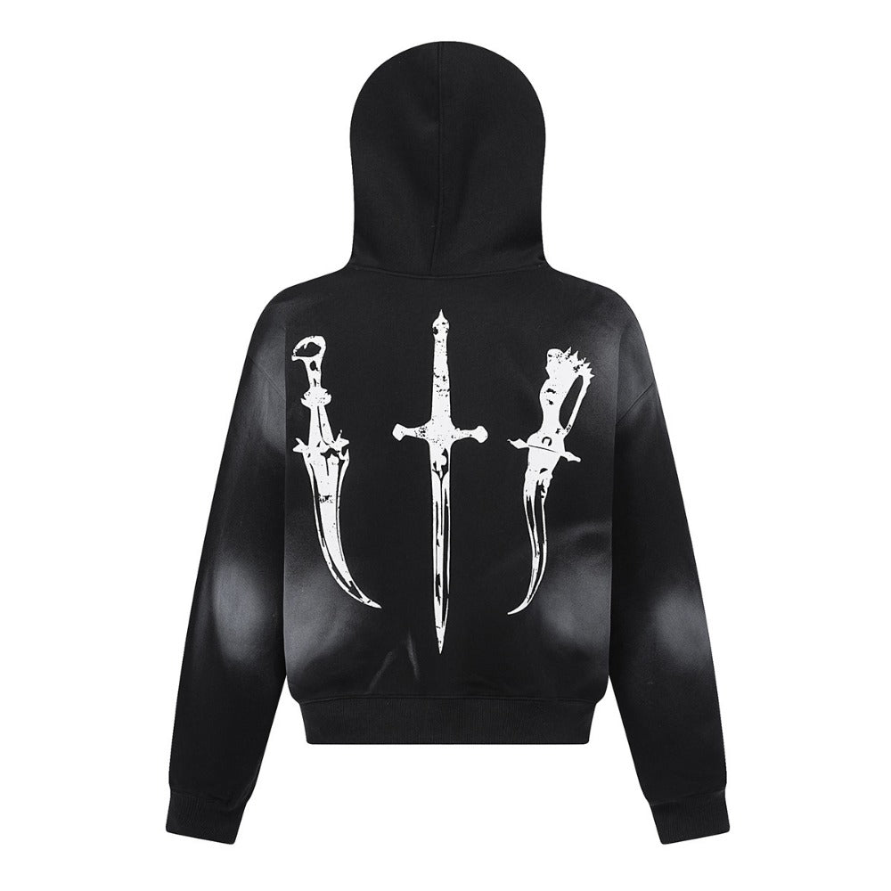 Wasteland Style Fur Collar Zipper Sweatshirt - Thrashink