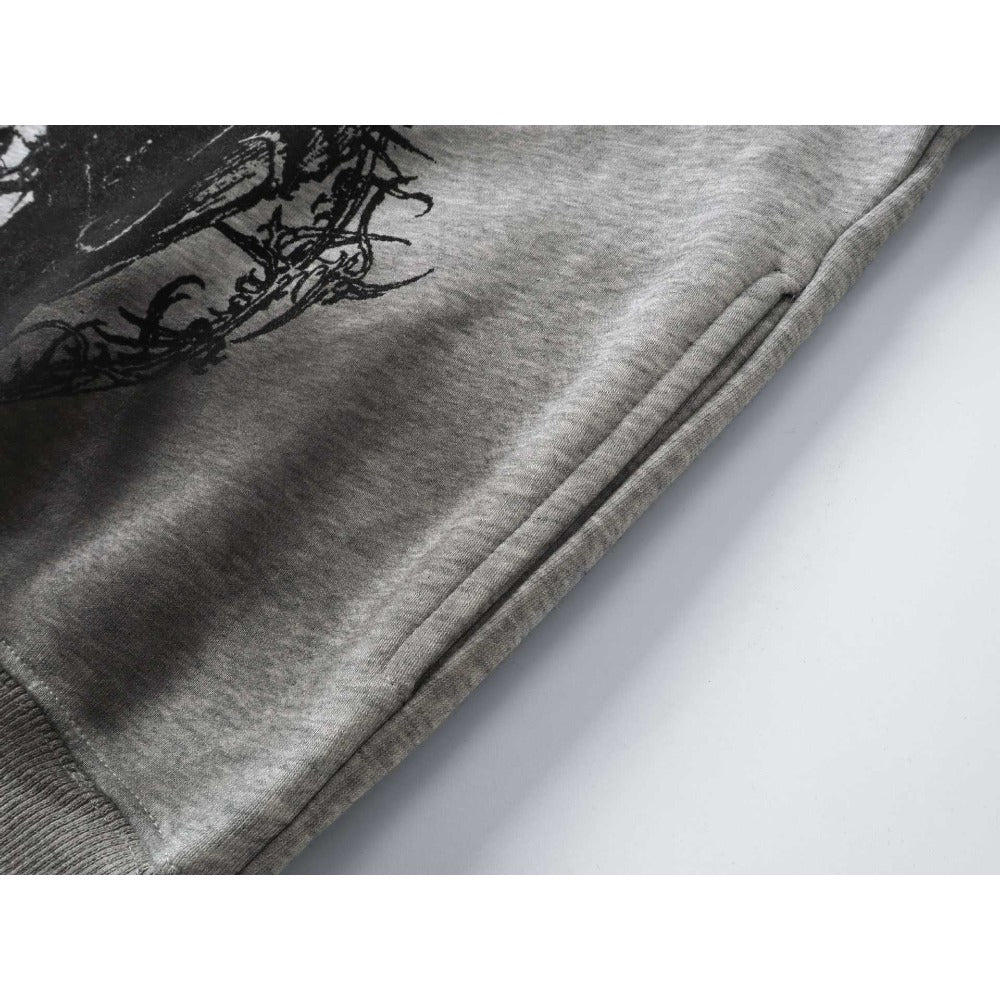 Wasteland Style Fur Collar Zipper Sweatshirt - Thrashink