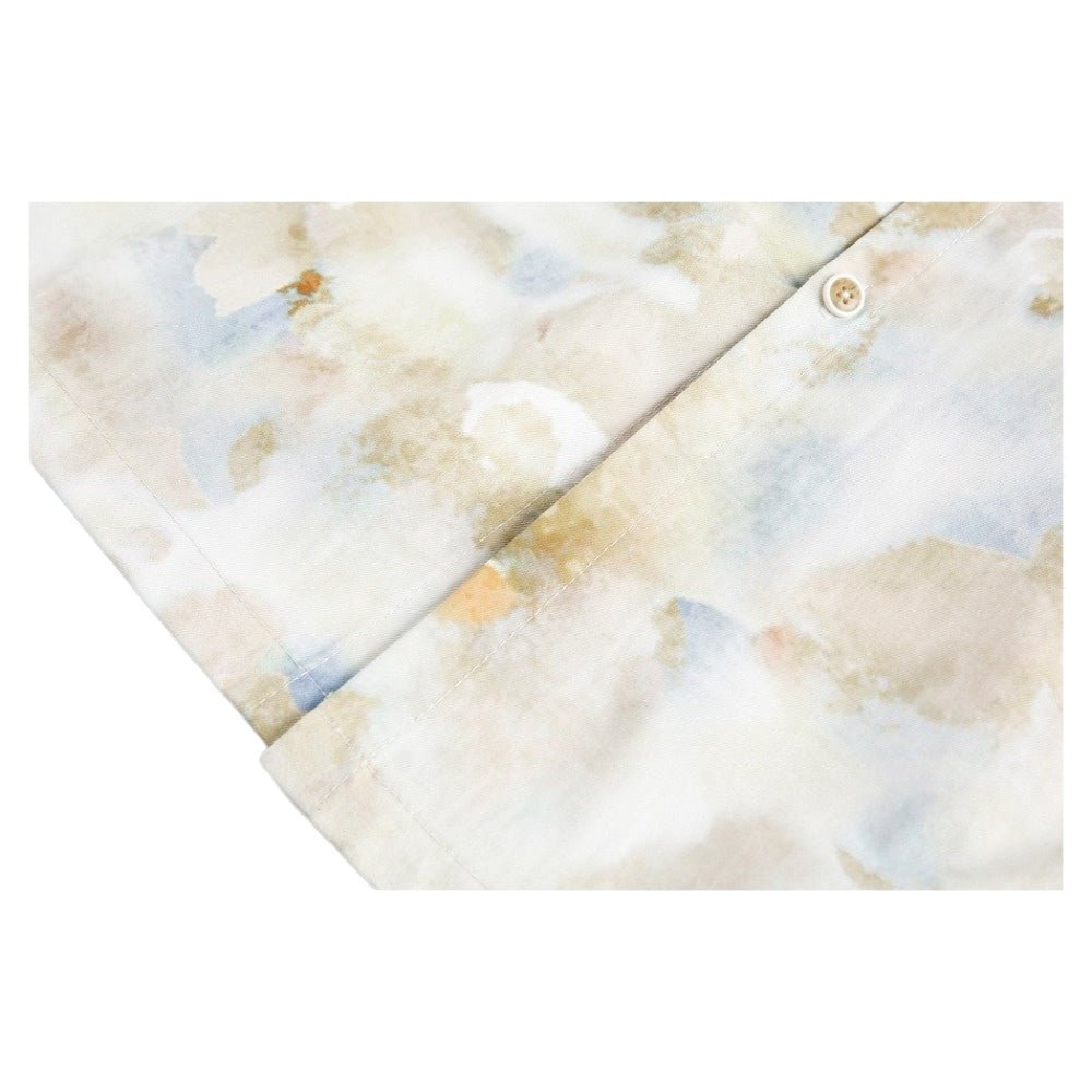 Watercolor Print Denim Short - Sleeve Shirt - Thrashink