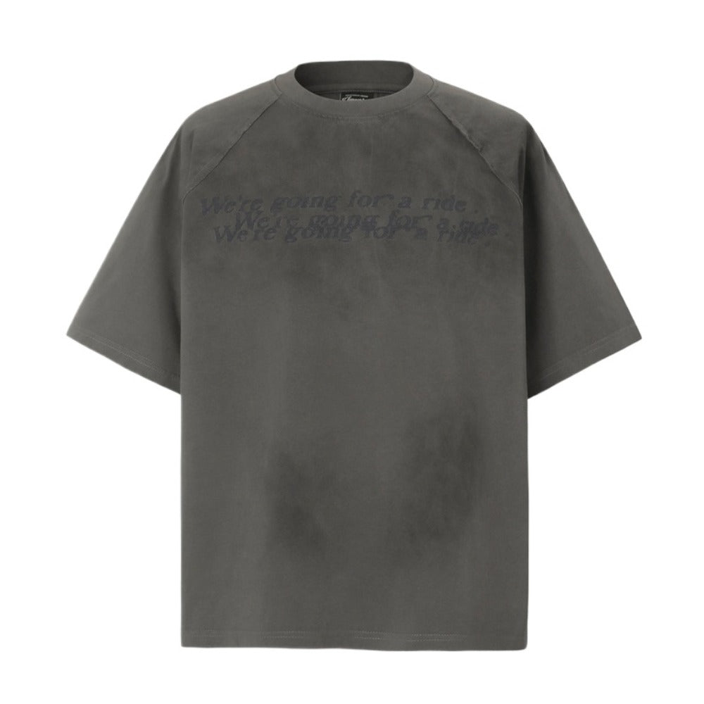 "We're Going For a Ride" Print Distressed T-Shirt - Thrashink