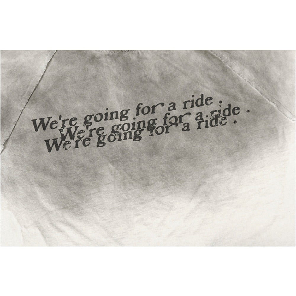 "We're Going For a Ride" Print Distressed T-Shirt - Thrashink