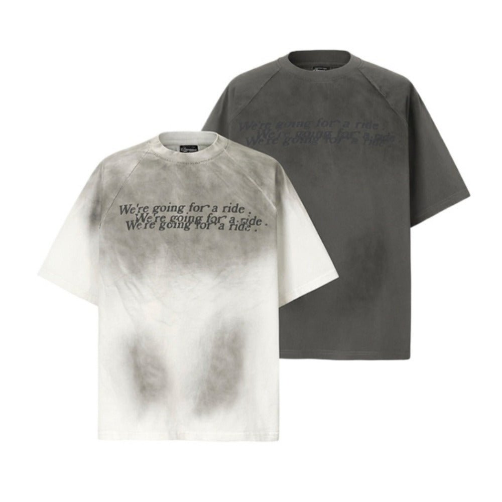 "We're Going For a Ride" Print Distressed T-Shirt - Thrashink