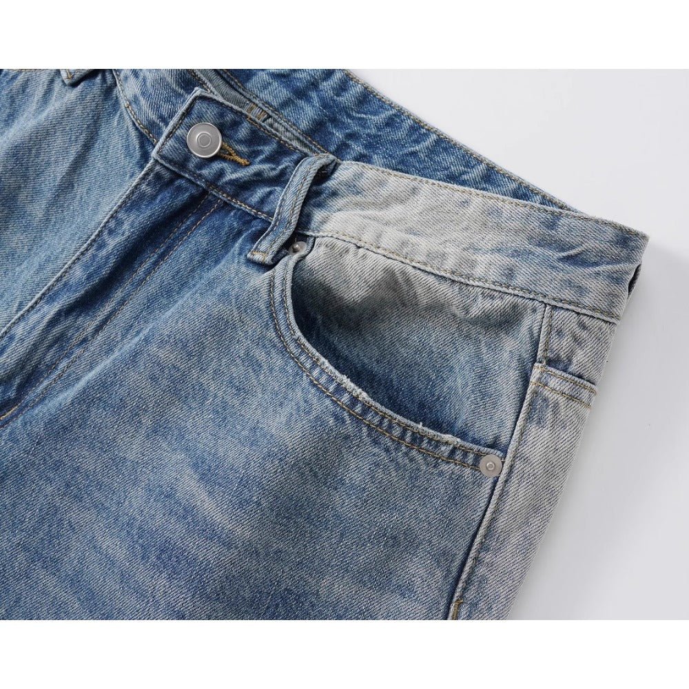 White Gradient Distressed Denim Shorts - Thrashink