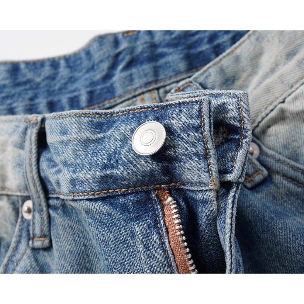 White Gradient Distressed Denim Shorts - Thrashink