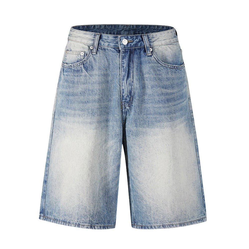 White Gradient Distressed Denim Shorts - Thrashink