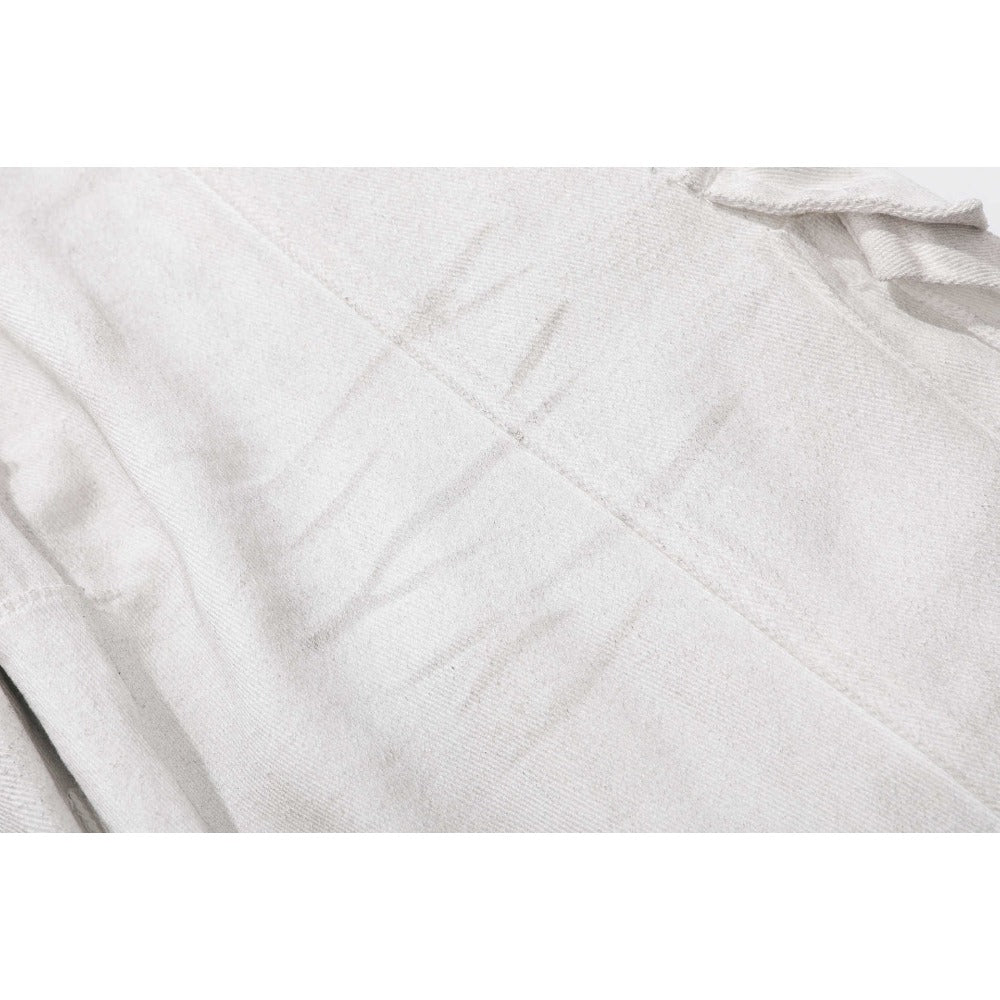 White Gradient Distressed Loose Cargo Pants - Thrashink