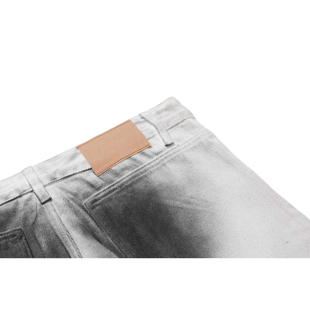 White Gradient Distressed Loose Cargo Pants - Thrashink