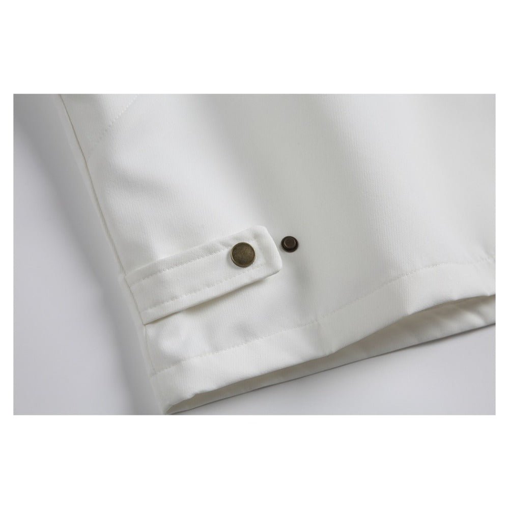 White Multi - Pocket Contrast Lapel Jacket - Thrashink