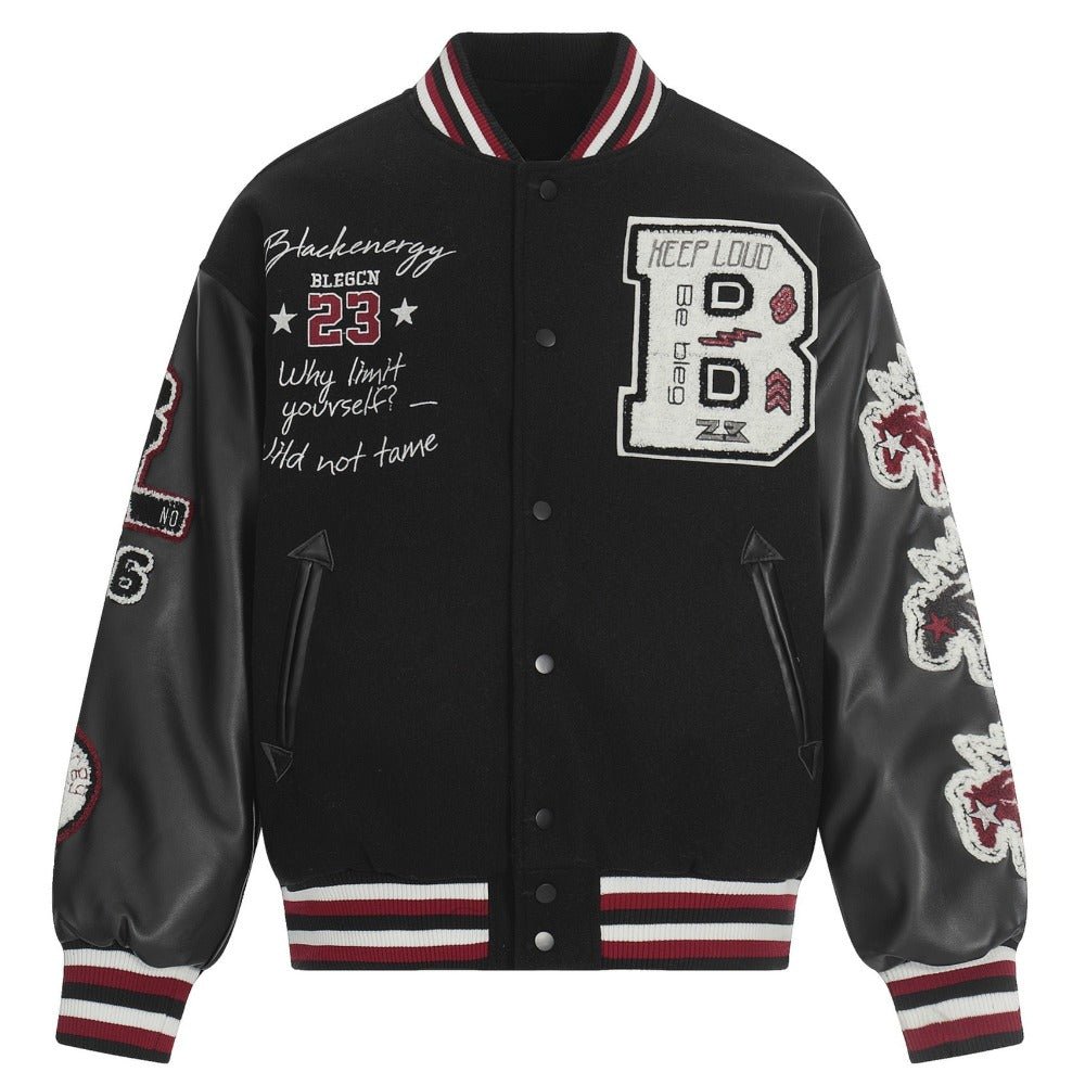 Wild At Heart Embroidered Varsity Padded Jacket - Thrashink