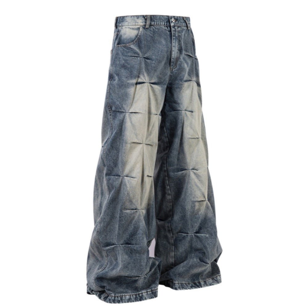 Wrinkle Trap Wide Leg Jeans - Thrashink
