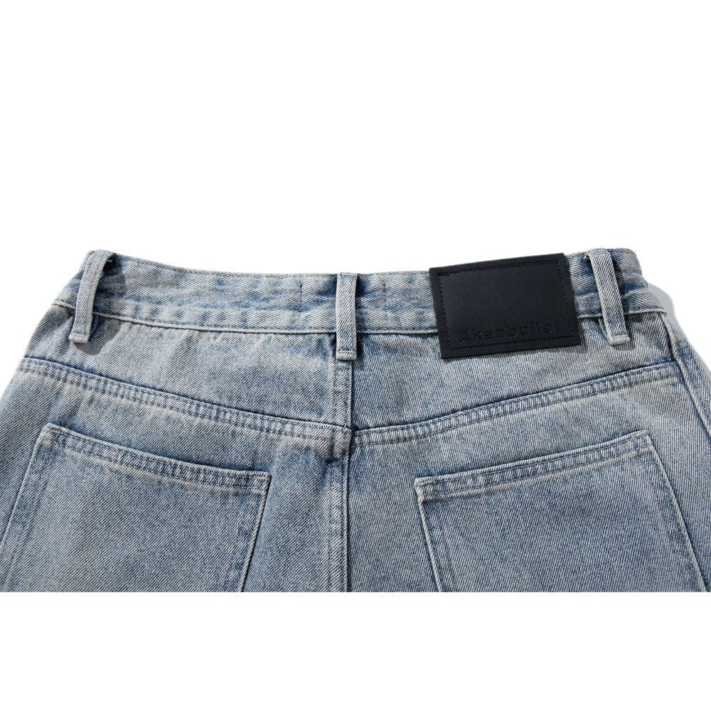 Wrinkled Ripped Light Wash Jeans - Thrashink