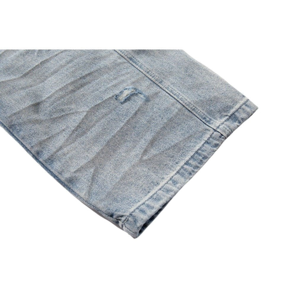 Wrinkled Ripped Light Wash Jeans - Thrashink