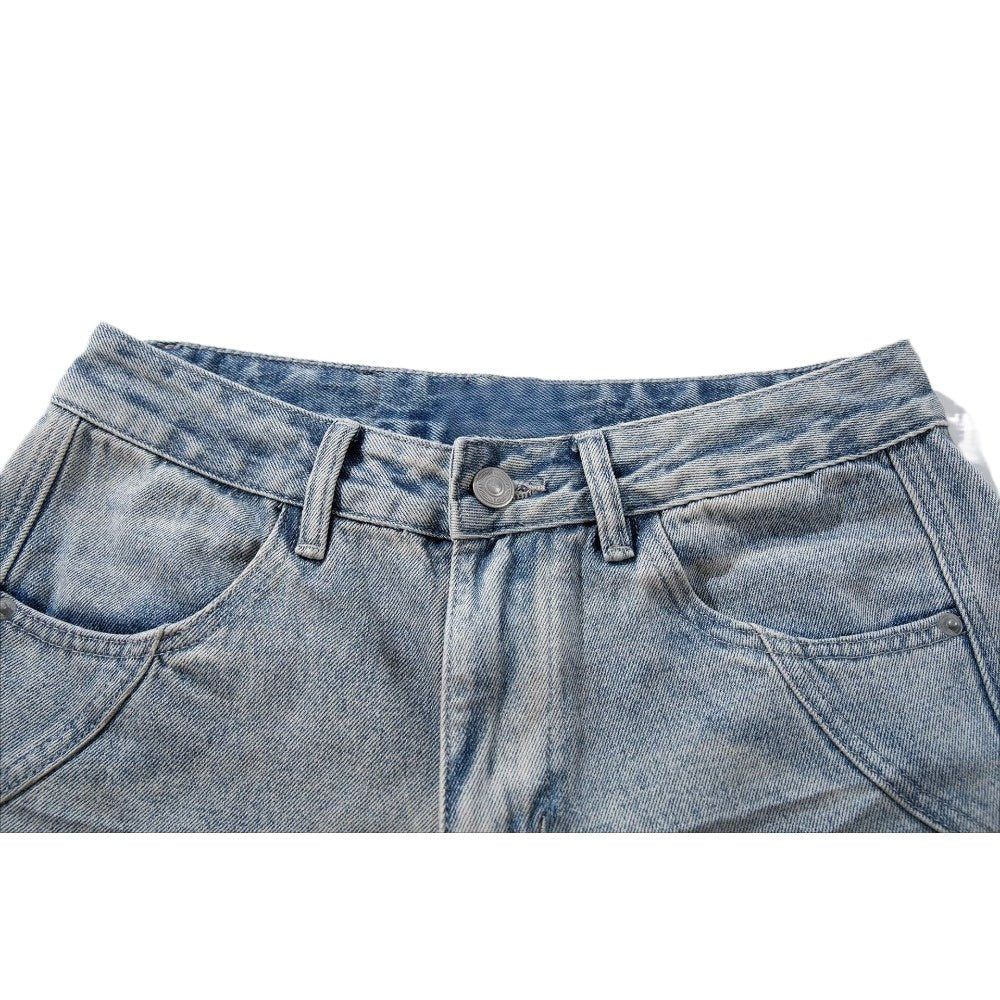 Wrinkled Ripped Light Wash Jeans - Thrashink