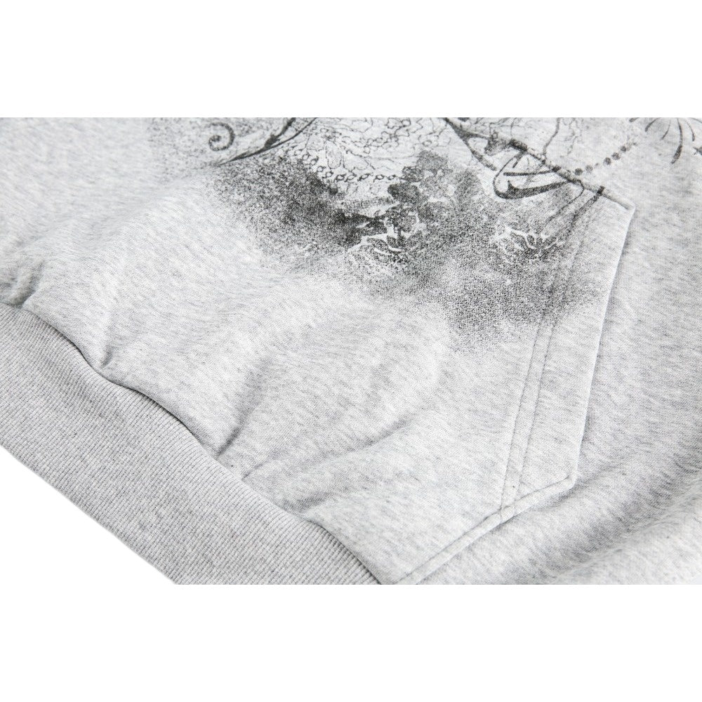 Y2K Graphic Print Fur Collar Detachable Hoodie - Thrashink